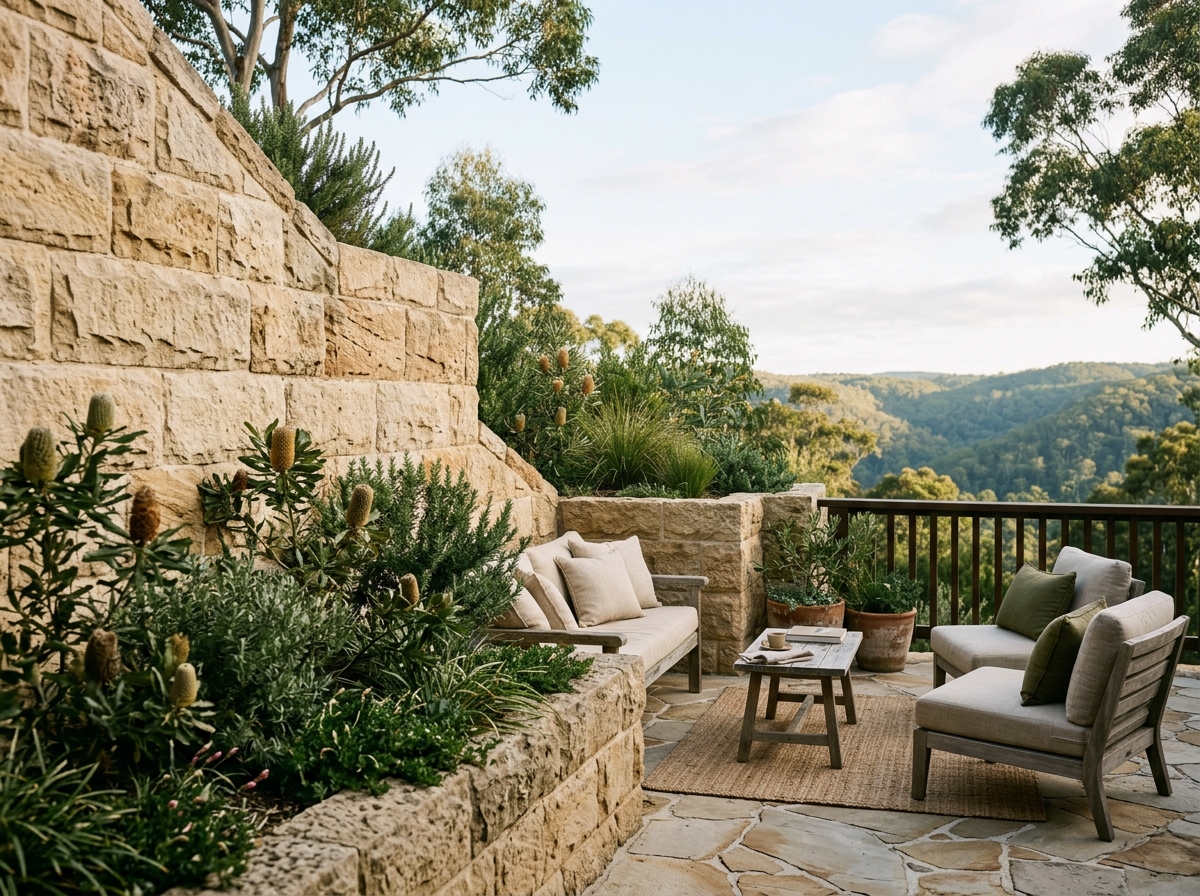 Editorial view of an Australian boutique hotel terrace
