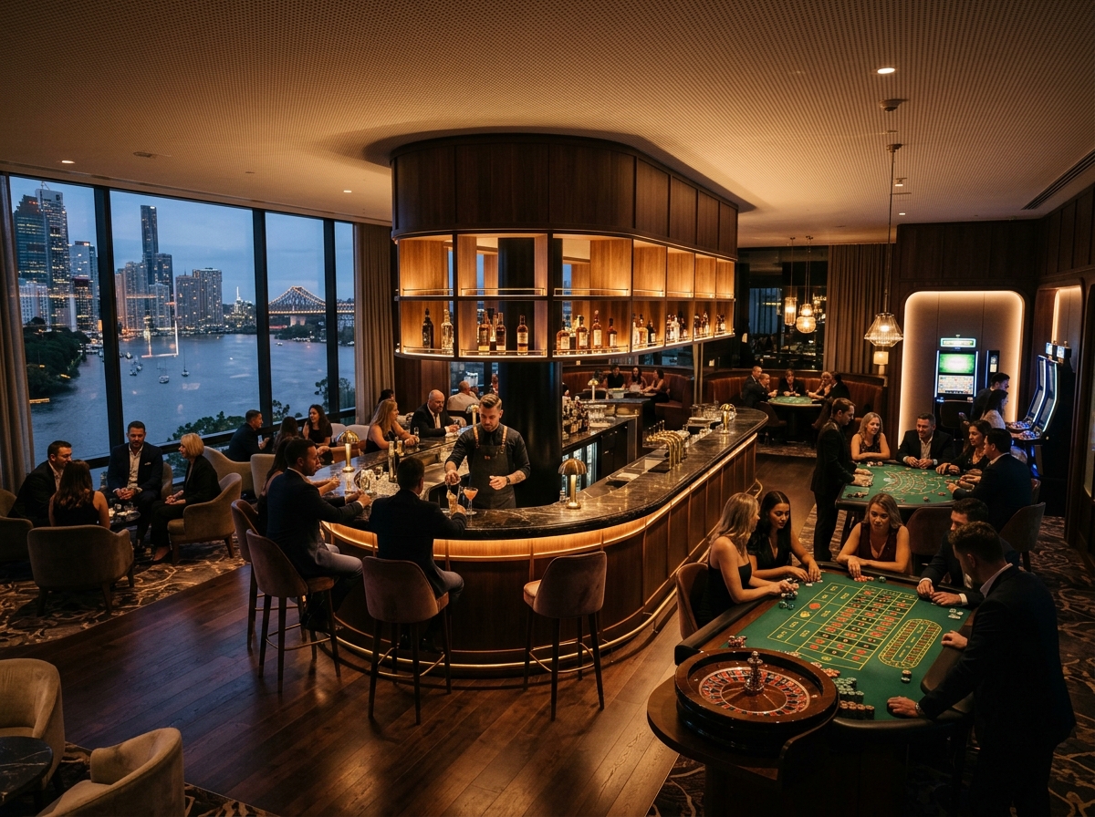 Modern casino lounge at Pacific Ember Hotel